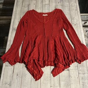 We The Free Crimson Flared Blouse